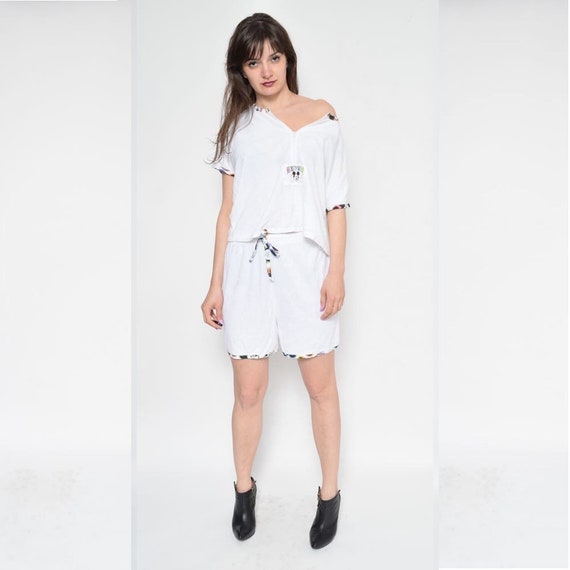 Two Piece Mickey Mouse Terry Cloth Top And Shorts