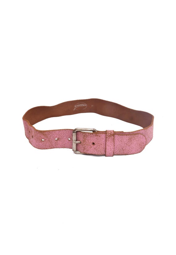 Vintage Pink Distressed Leather Belt – Size S / 85 Cm - Etsy  display picture 2