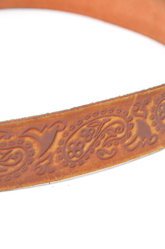 Vintage 90's Western Brown Leather Belt with Silv… - image 5