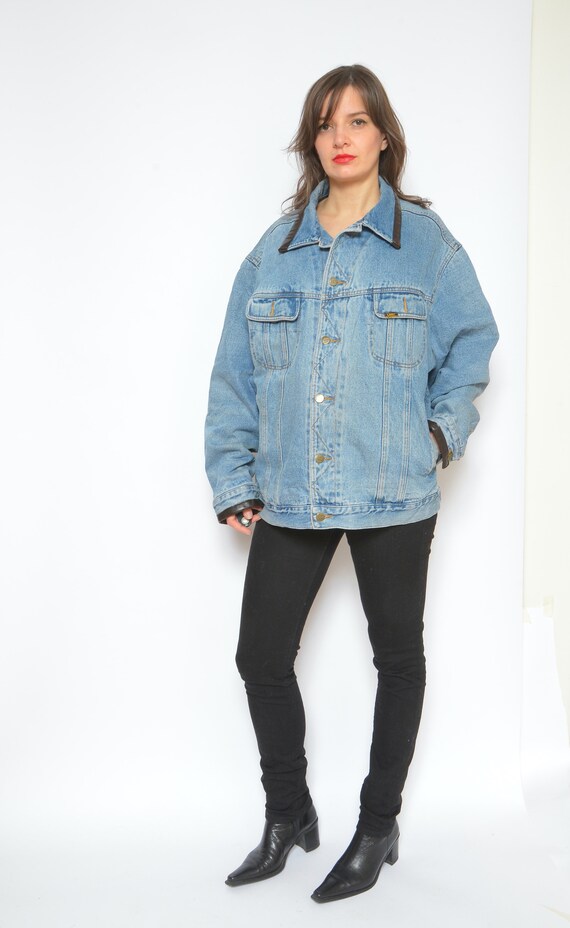 Lee Denim Lined Jacket / Vintage 90s Outerwear Je… - image 3