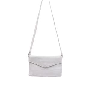 Vintage 80s White Real Leather Shoulder Bag – Minimalist Envelope Crossbody