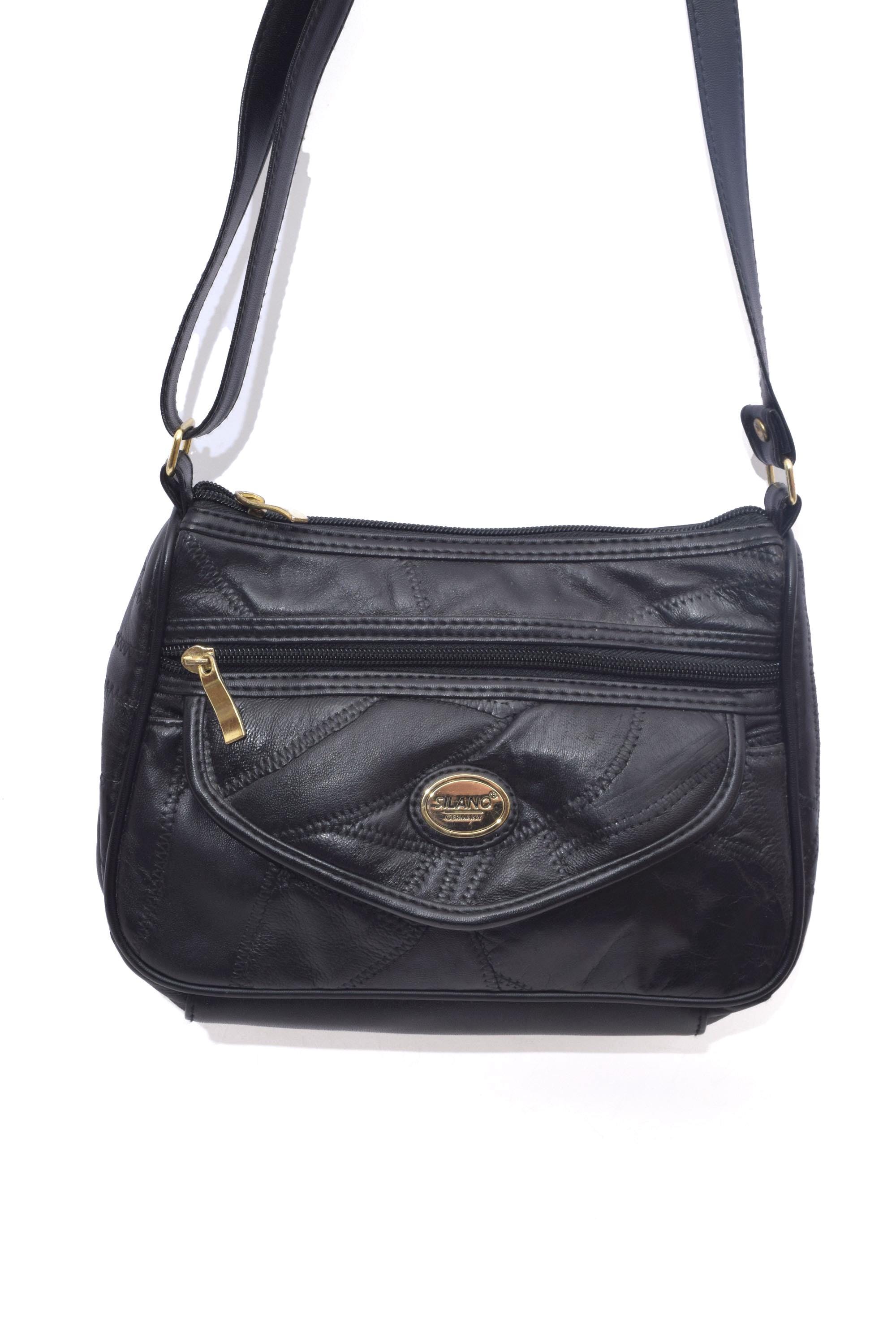 Vintage 90's Black Real Leather Patchwork Shoulder Bag - Etsy