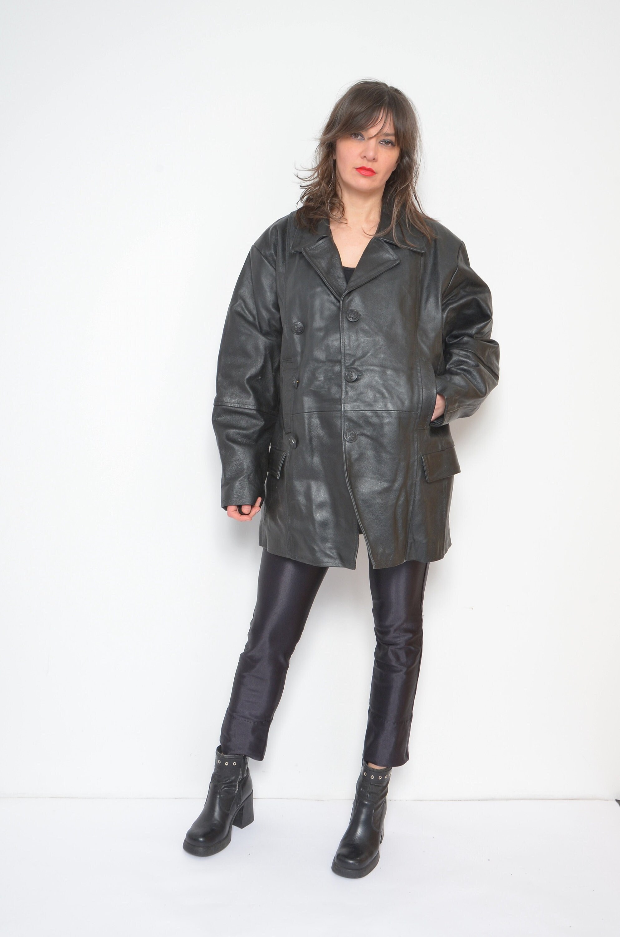 90s Vtg real leather double ridersjacket