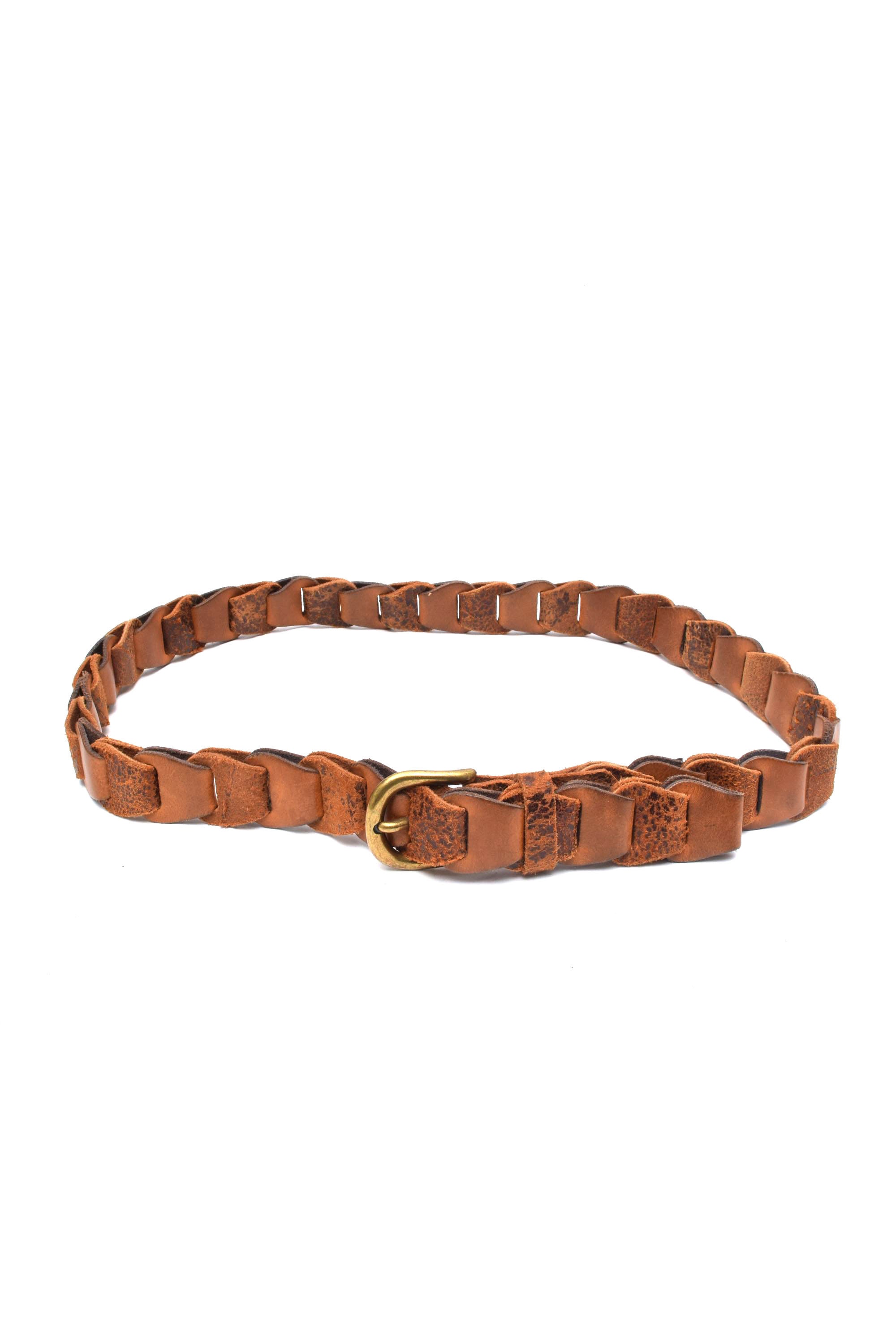 Vintage 90's Brown Leather Leather Belt With Brass Buckle