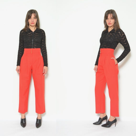 80s Front Pleated Wide Leg Pants / Vintage Extra … - image 1