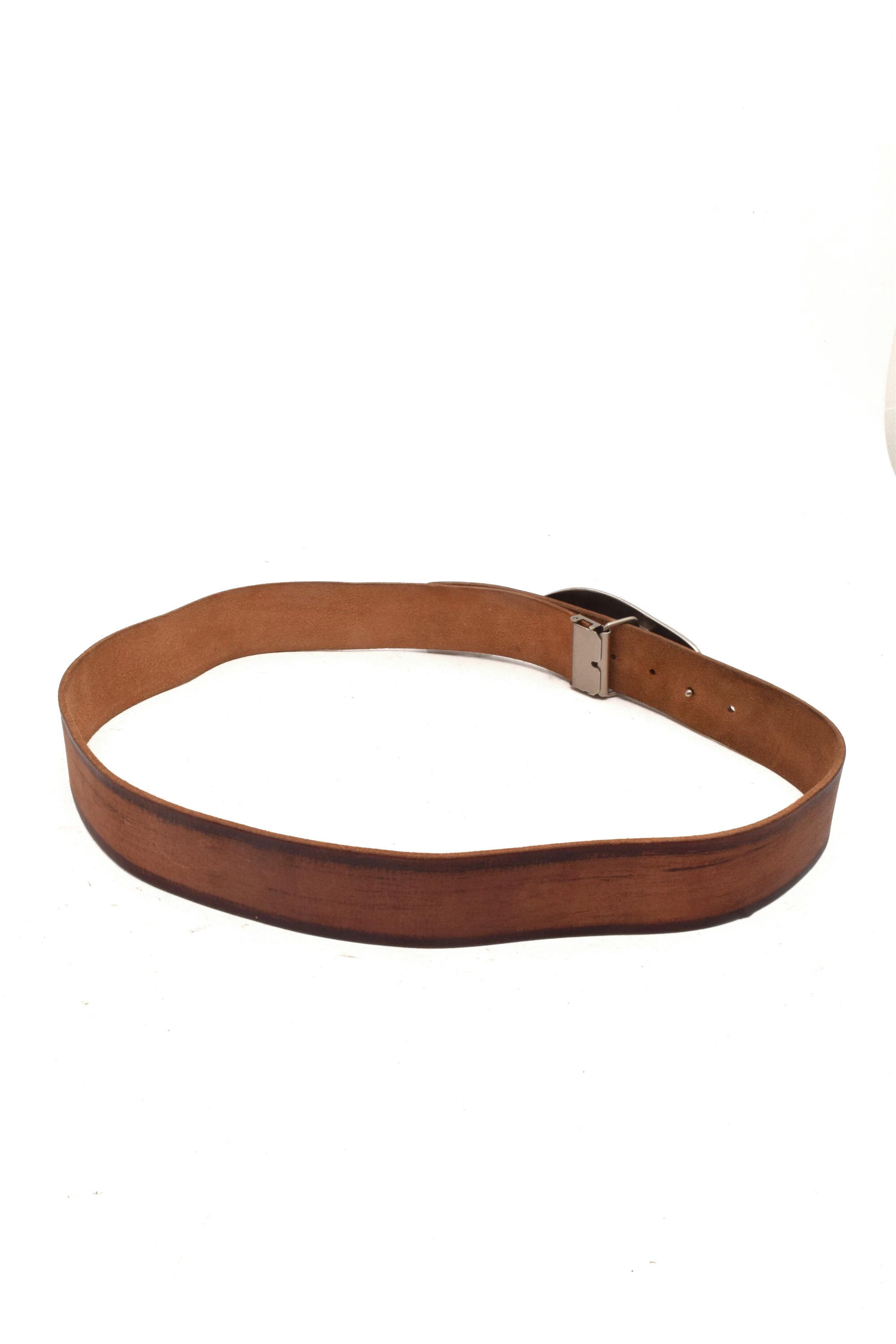 Vintage 90s Brown Leather Coastal Cowgirl Western Silver Tone Long Belt Vintage 90s Womens Brown Leather Belt W/ Silver-Tone Western  main image 3