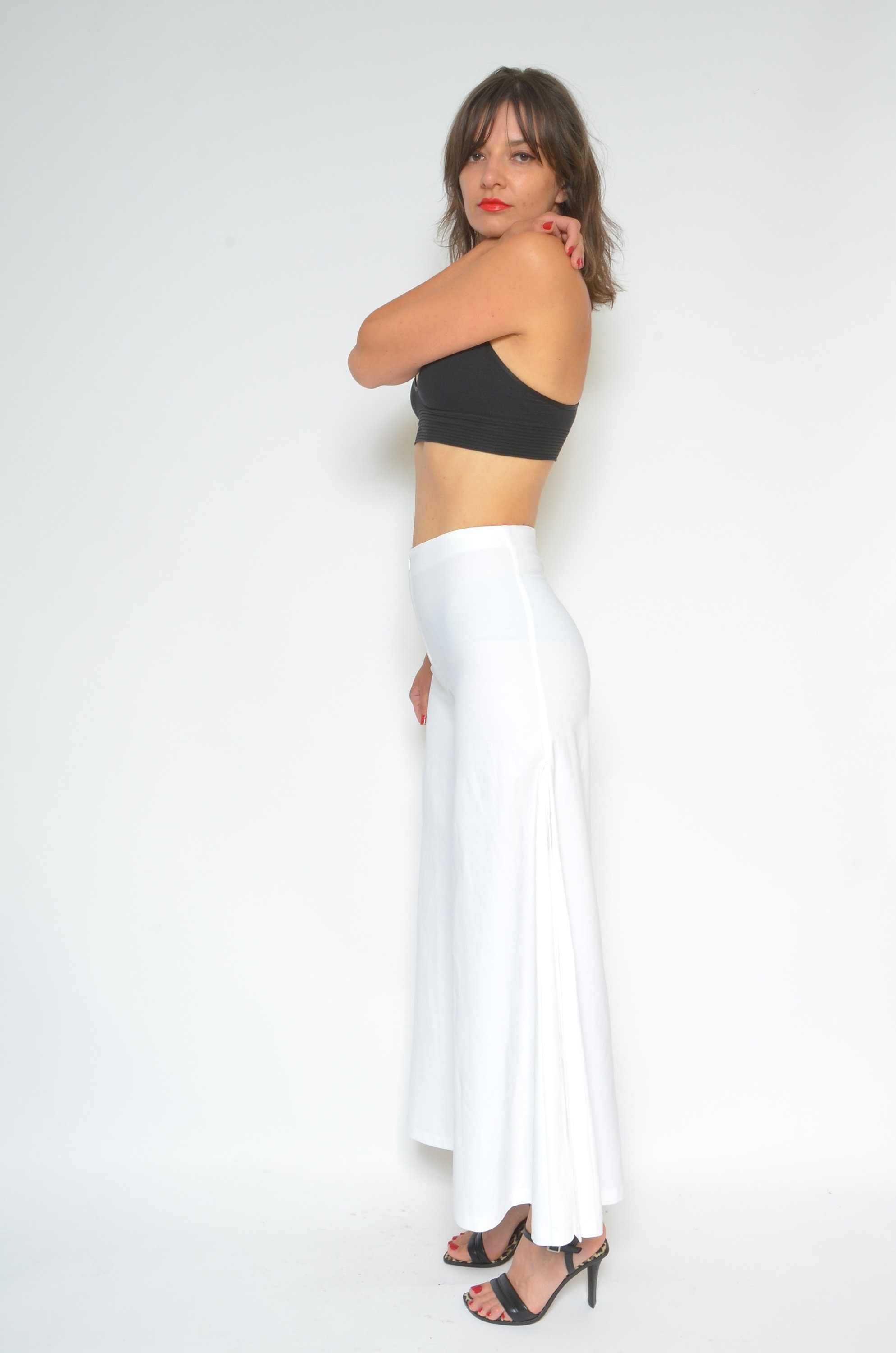 【BOK PLACE】Vintage Slit Long Wide Cotton Pants Smocked Waist Wide Leg Pants in Vintage Black - Bella Dahl
