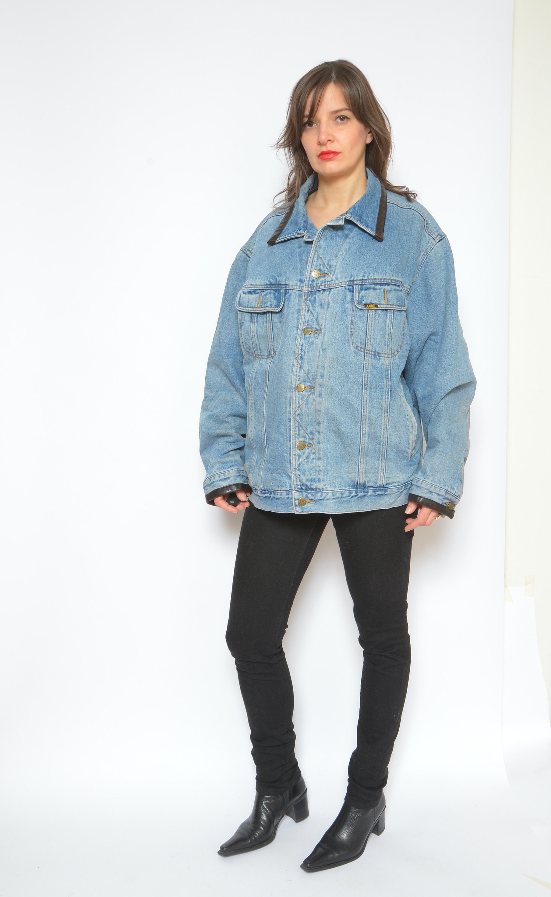 Vintage 90s Lee Denim Jacket: Wool Lined Trucker, Size Large - Etsy