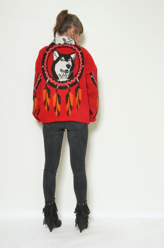 Husky Jacket / Vintage 90s Zipper Native American… - image 4