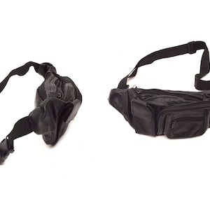 Riñonera vintage de cuero auténtico negro de los años 90, monedero, bolsillo para el teléfono