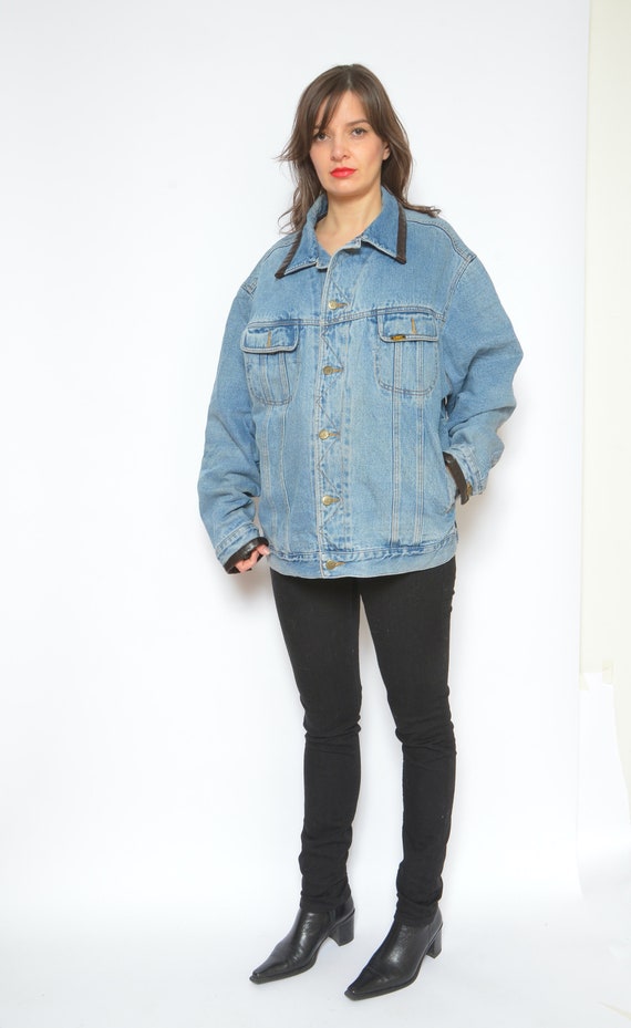 Lee Denim Lined Jacket / Vintage 90s Outerwear Je… - image 2