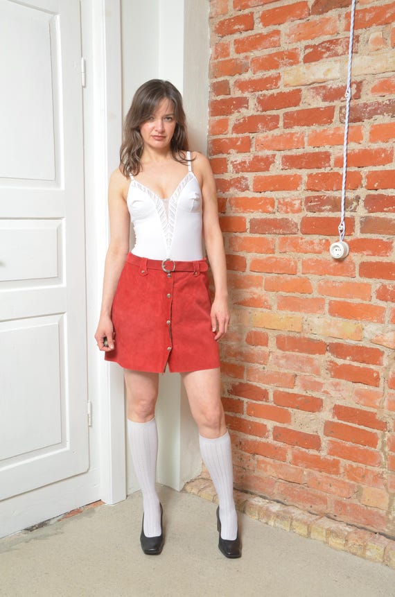 Suede Skirt Leather Skirt 70s Handmade Vintage 70s-style High