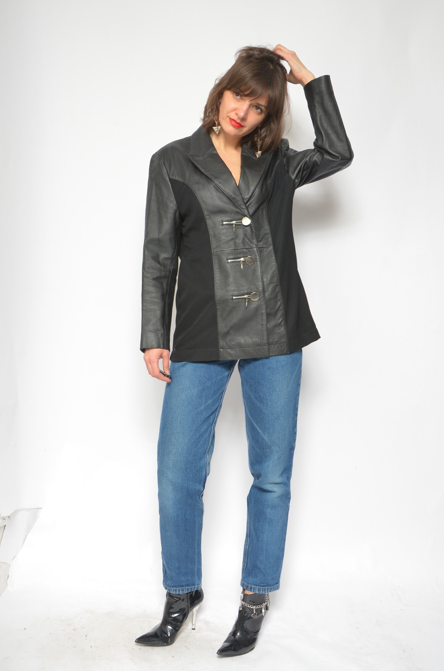 スーツ 90s vintage Tailored Jacket Cocky Tealpinstripedblbrstsuit.jpg?v