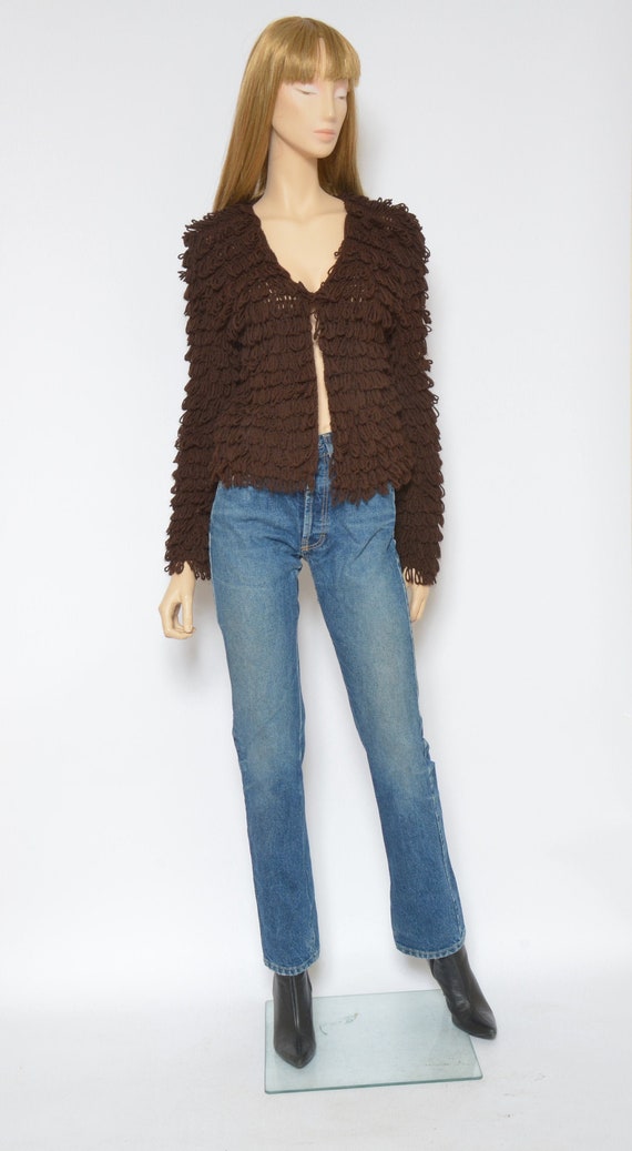 Fuzzy Cropped Cardigan / Vintage 90s 