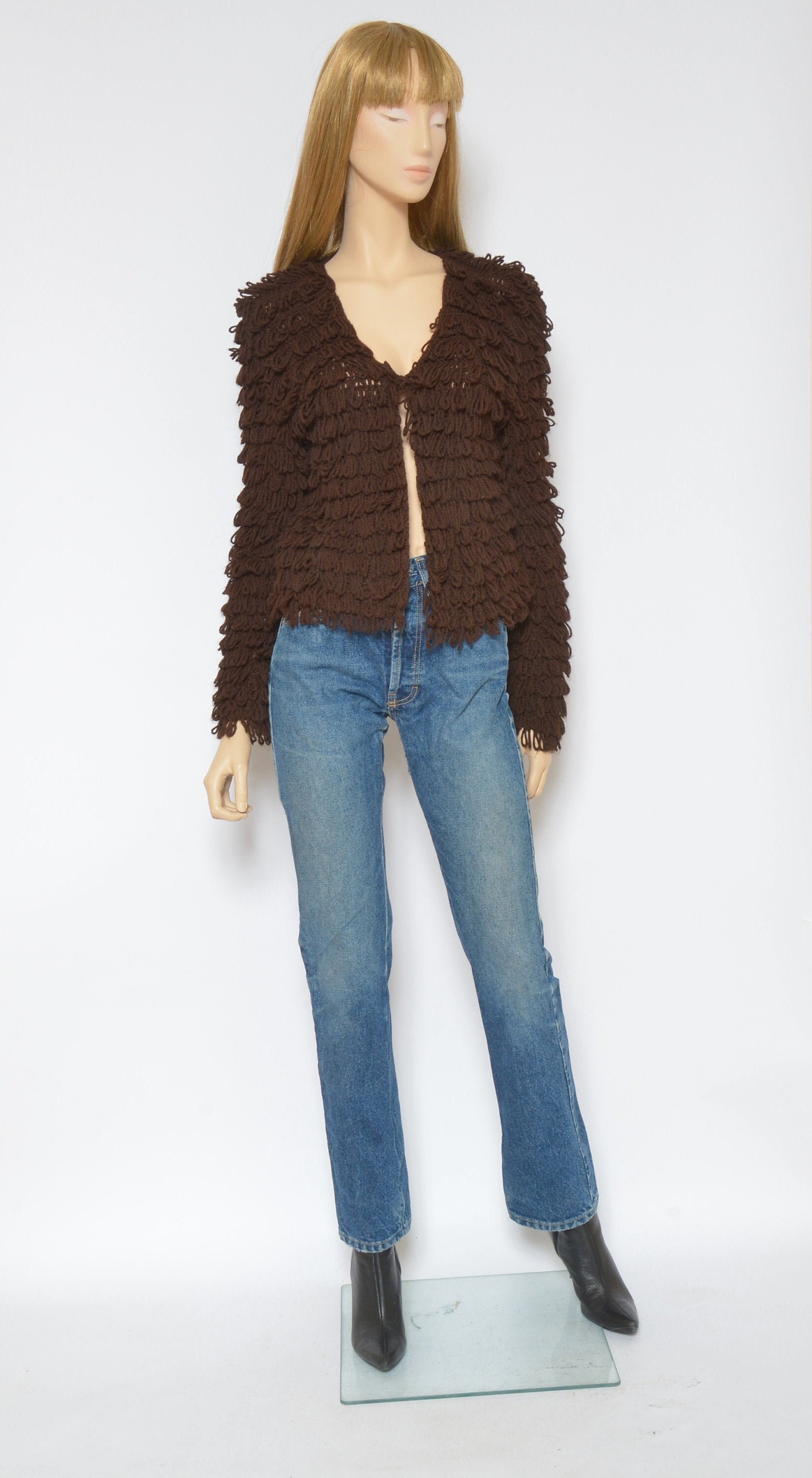 Fuzzy Cropped Cardigan / Vintage 90s 