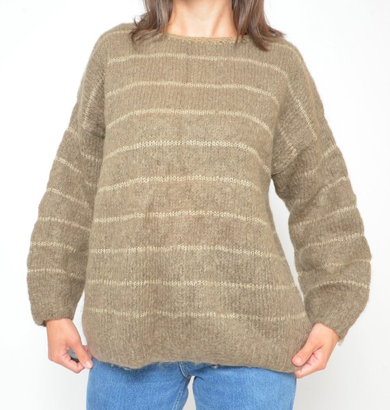 Mohair Oversized Sweater / Vintage 80's Striped F… - image 10