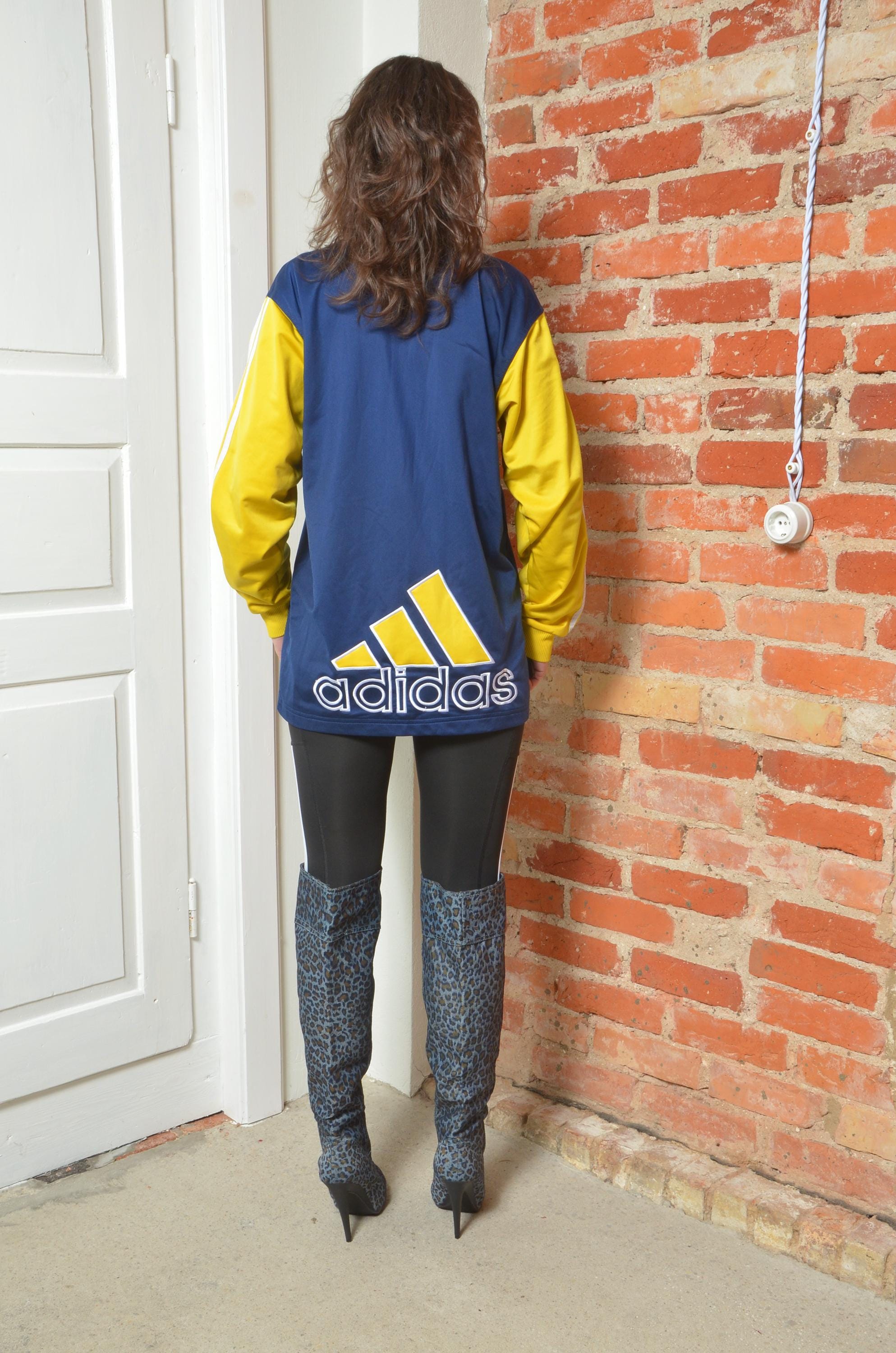 Vintage 90s Adidas Track Jacket Blue Yellow | Size Small - Etsy