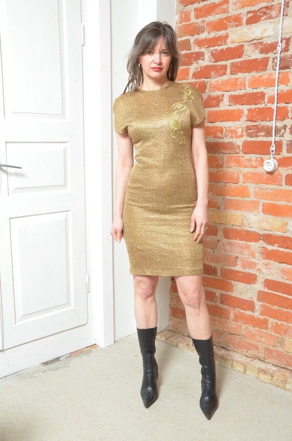 green emerald velvet dress Gold V Neck Short Puff Sleeve Balloon Skirt Dress *FINAL SALE* – SSYS main image 0