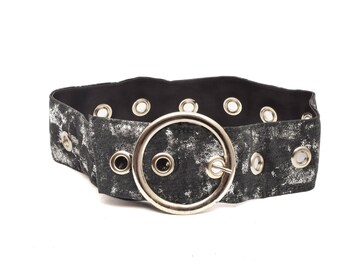 Hot Topic Size 32 Black Glitter Sparkle Belt Silver Stud  display picture 3