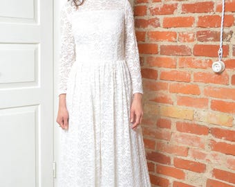 Sheer White Lace Maxi Dress: Long Sleeve Evening Cover-up - Etsy