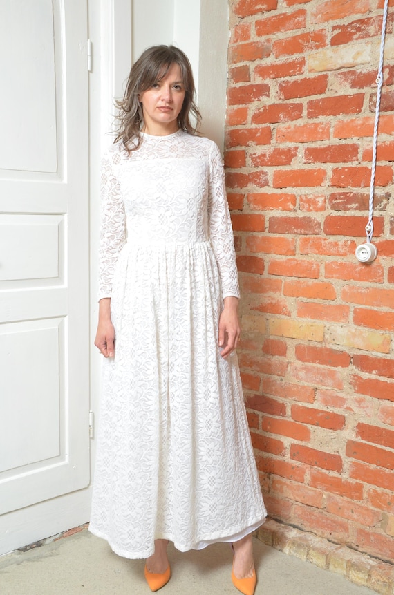 blue dress for baby girl White Boho maxi dress Hippie wedding dress long sleeve Genuine vintage main image 0