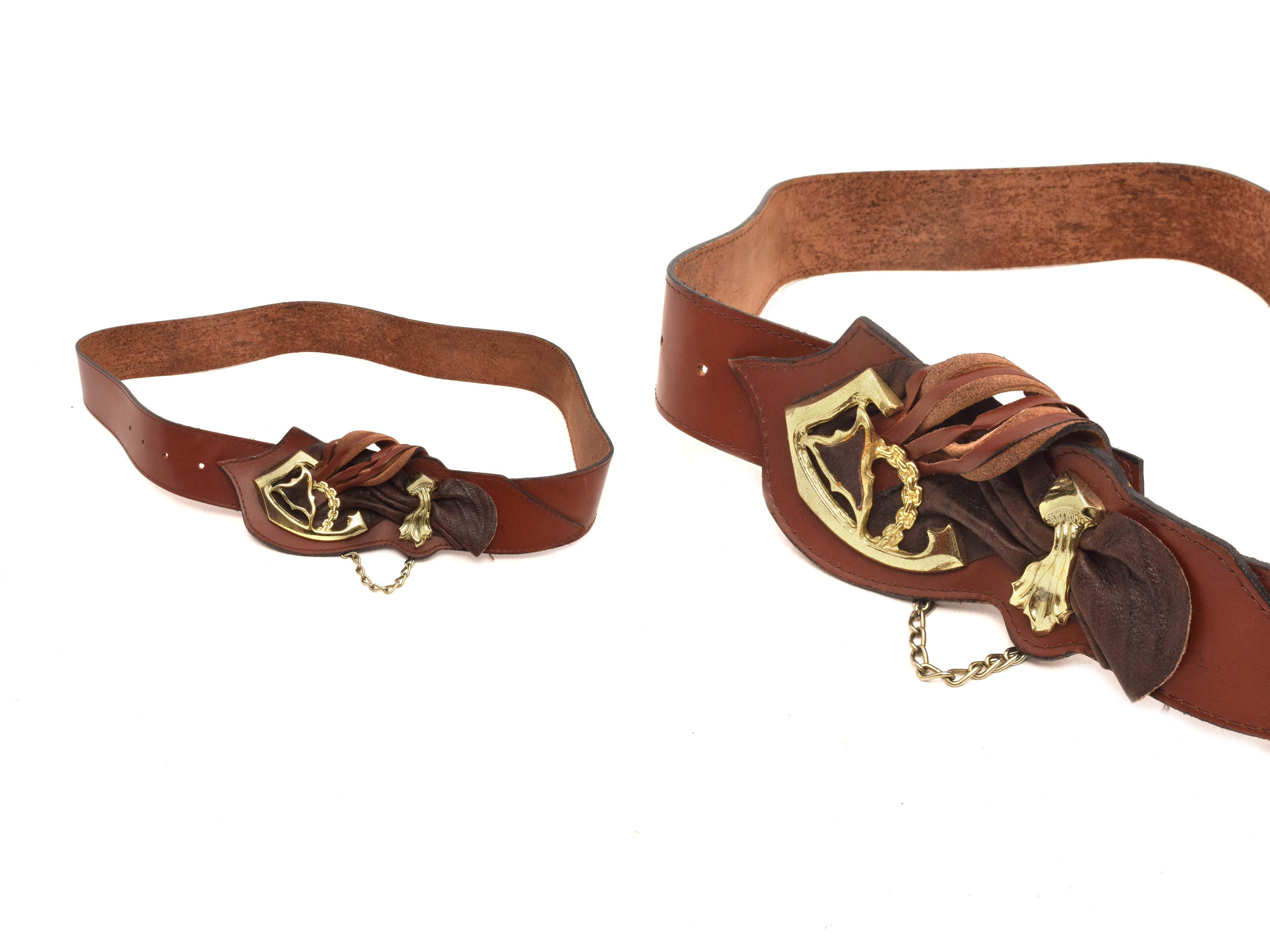 Vintage 80s Womens Wide Brown Nobuck Leather Waist Belt Ornate Gold Buckle M Leather Gold Vintage Belts for sale | eBay main image 3