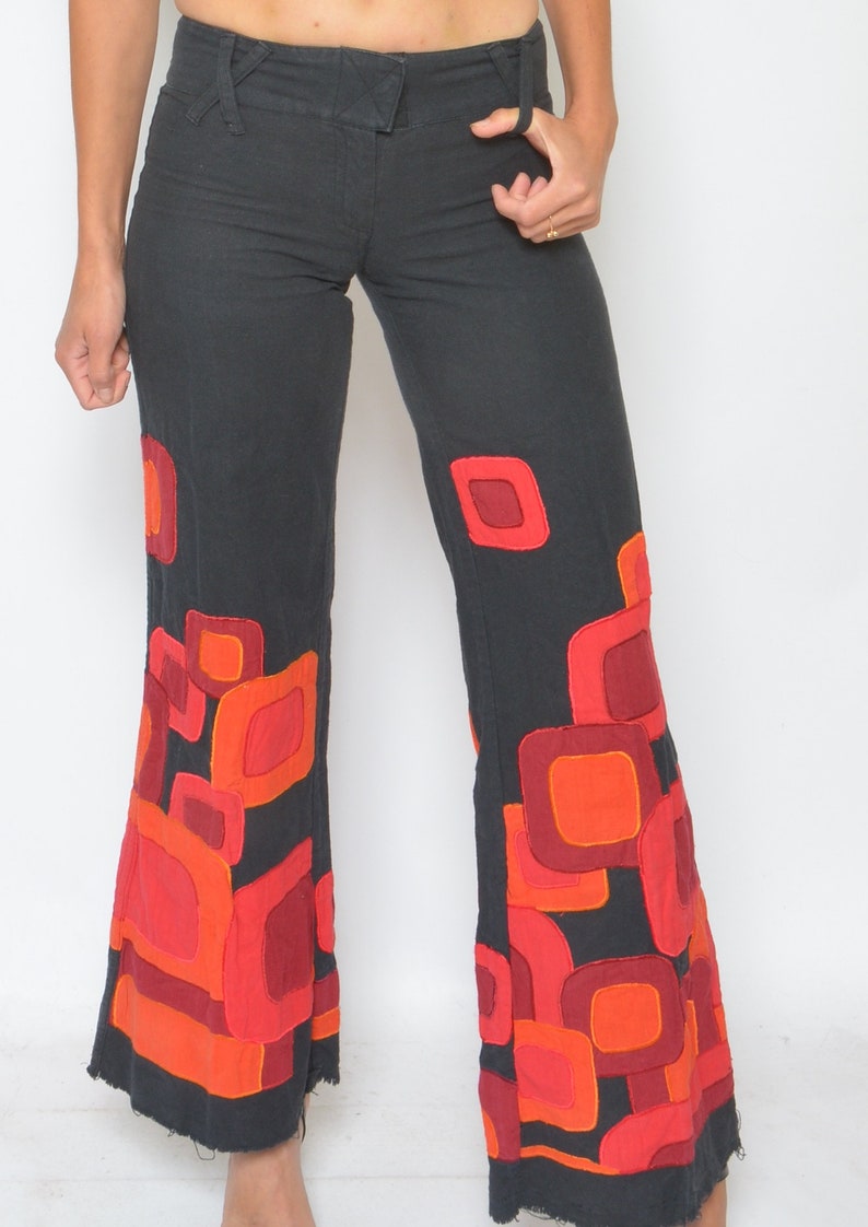 checkered bell bottom pants