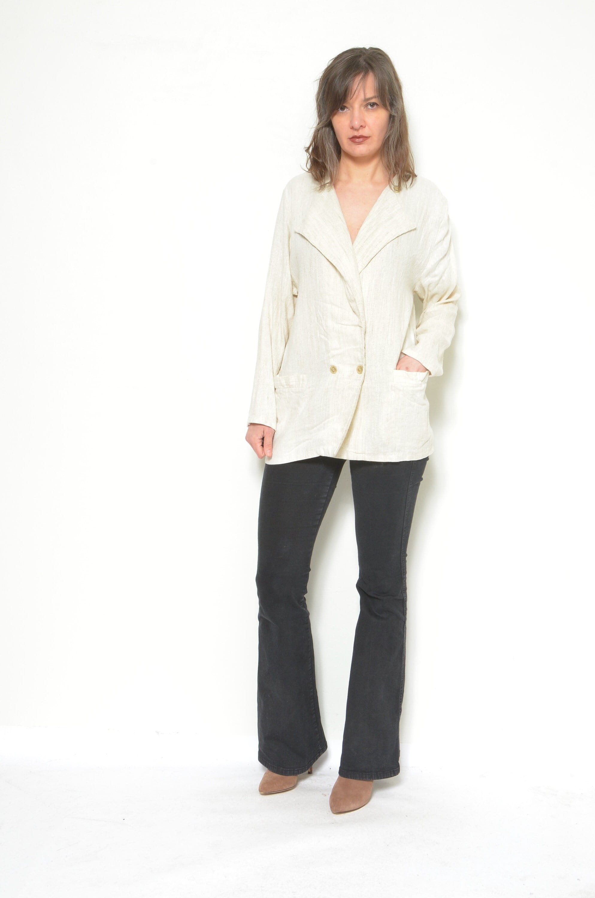 80s Linen Blazer - Etsy