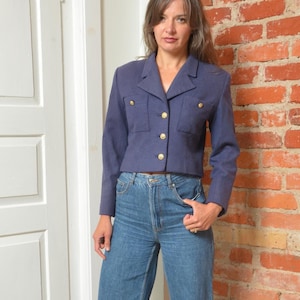 Vintage 90&#39;s Doncaster Cropped Blazer with Gold Buttons – Size S/M