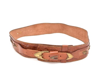 Vintage 90s Suede Patchwork Belt: Wide Hippie Style With  display picture 3