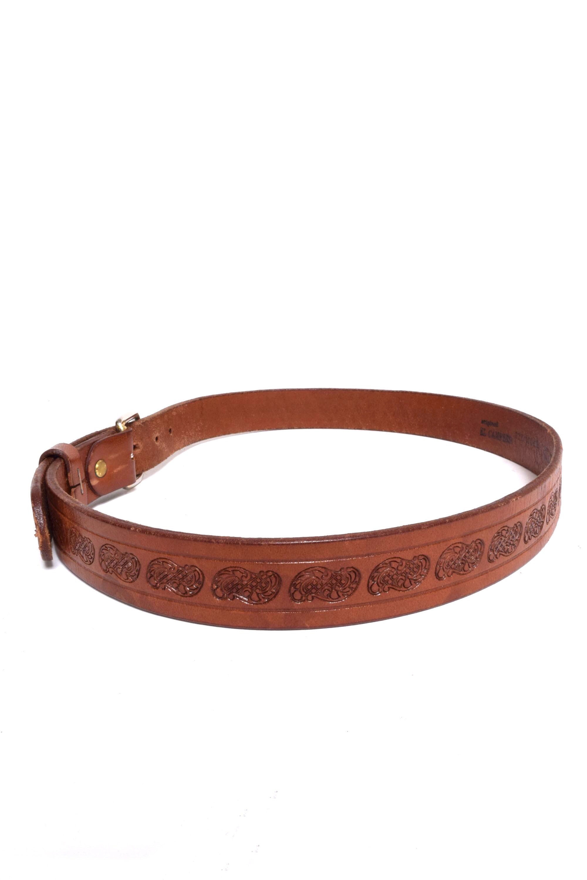 Vintage Leather Belt Brown With Silver Metal Accents And  Jeweled— Made in Italy Vintage size 35 to 41 dark taupe leather belt heavy Western  main image 4