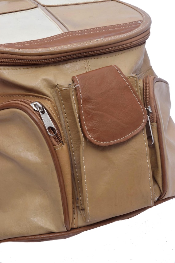 Vintage 90's Leather Brown Patchwork Backpack - image 4