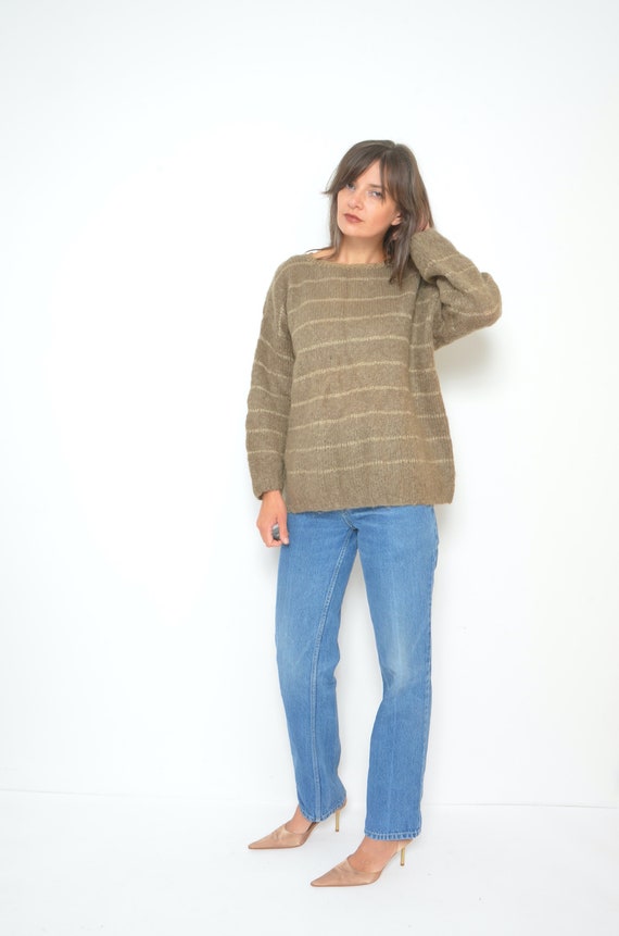 Mohair Oversized Sweater / Vintage 80's Striped F… - image 4