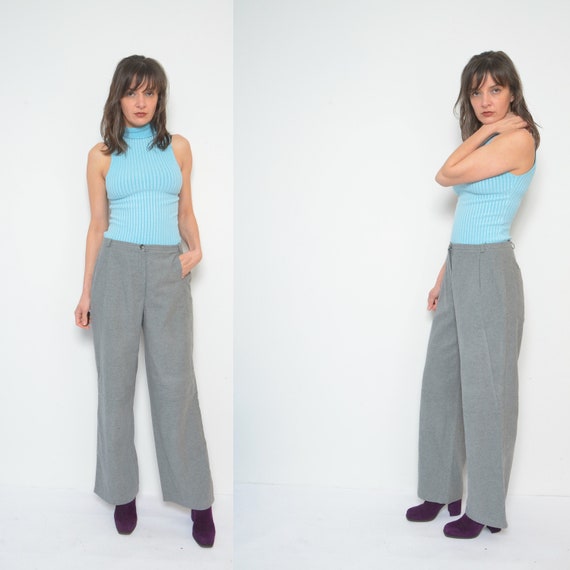 Buy Vintage Wide Leg Pants / Vintage 90s High Waist Soft Fabric 