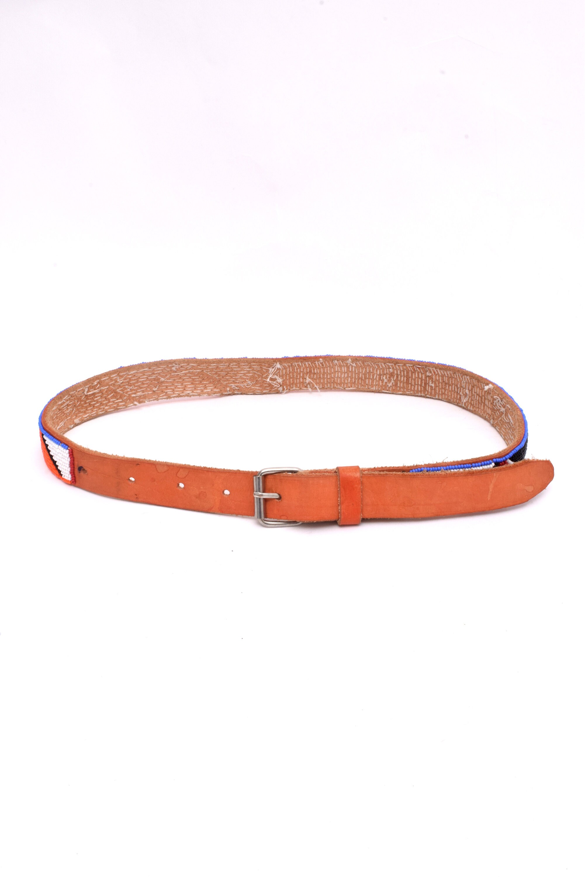 Vintage 90\'s Native American Folk Style Hand Beaded Split Cowhide Leather Belt Vintage 90 main image 2