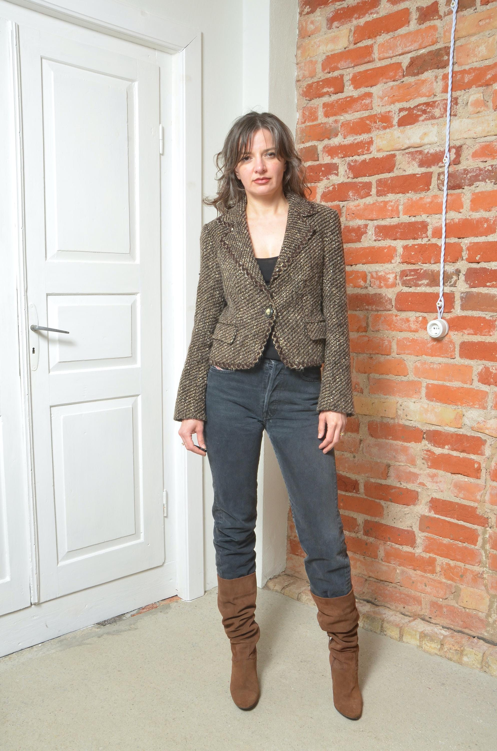 Vintage 90s Wool Single Button Short Blazer - Size Medium - Etsy India