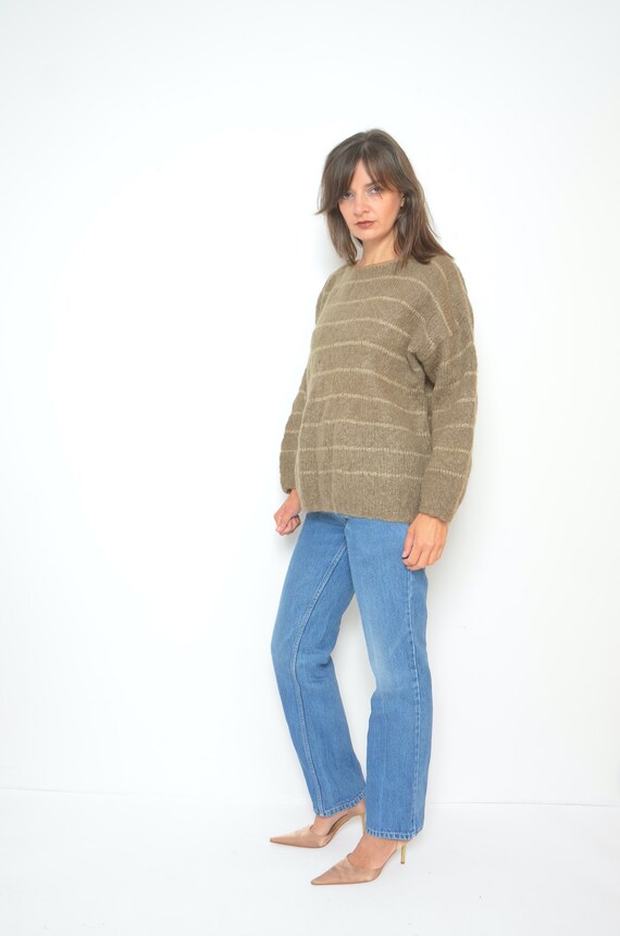 Mohair Oversized Sweater / Vintage 80's Striped F… - image 5