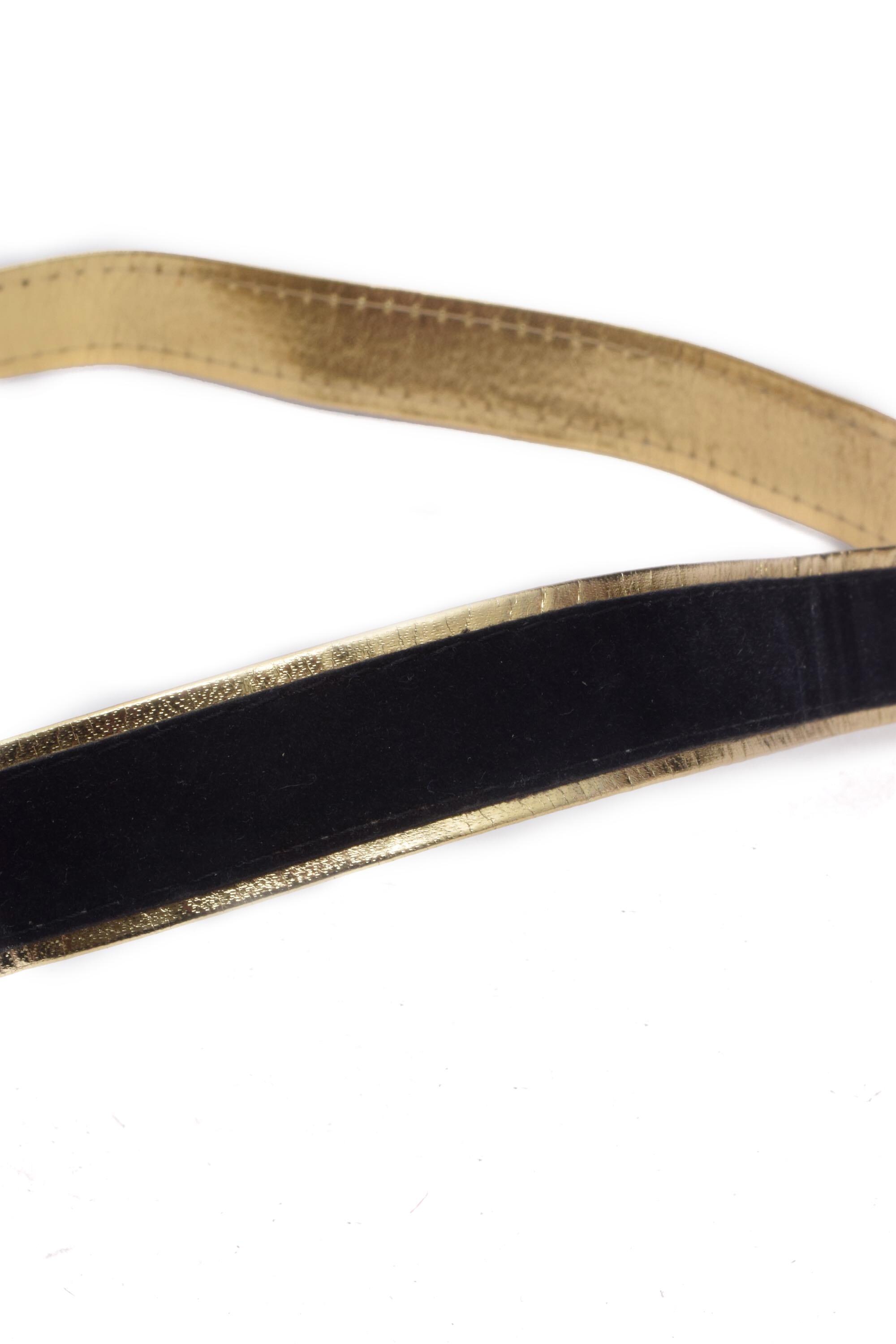 SONIA 90s Vintage Black Suede Leather Belt Gold Hardware Made in USA Suede Belt - Black – Berg & Berg main image 4
