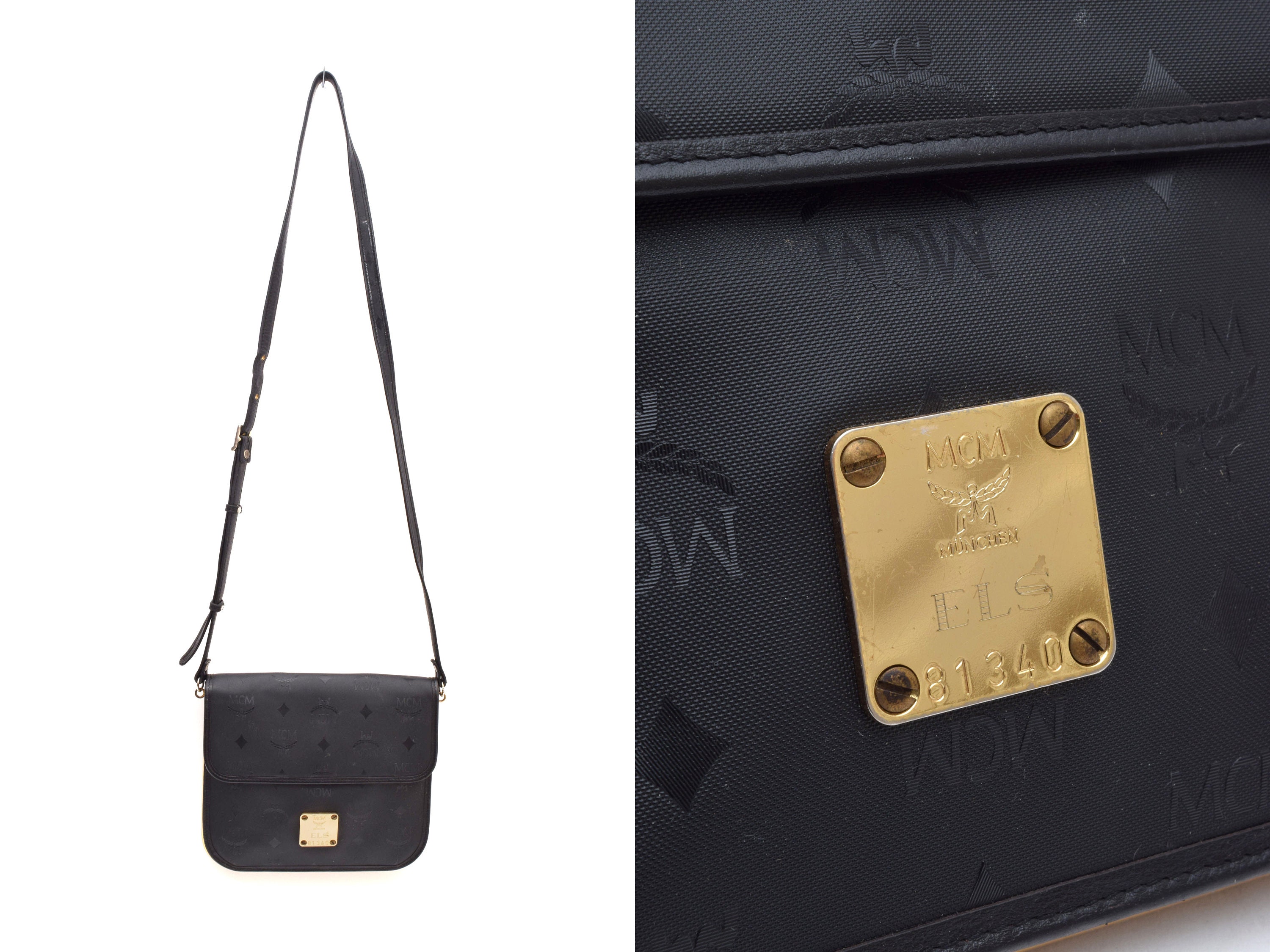 M black nylon crossbody bag with flap