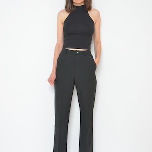 Vintage 90s Black Straight Leg Trousers - High Waist