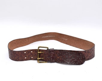 Vintage Banana Republic Wide Brown Leather Belt Gold Metal  display picture 1