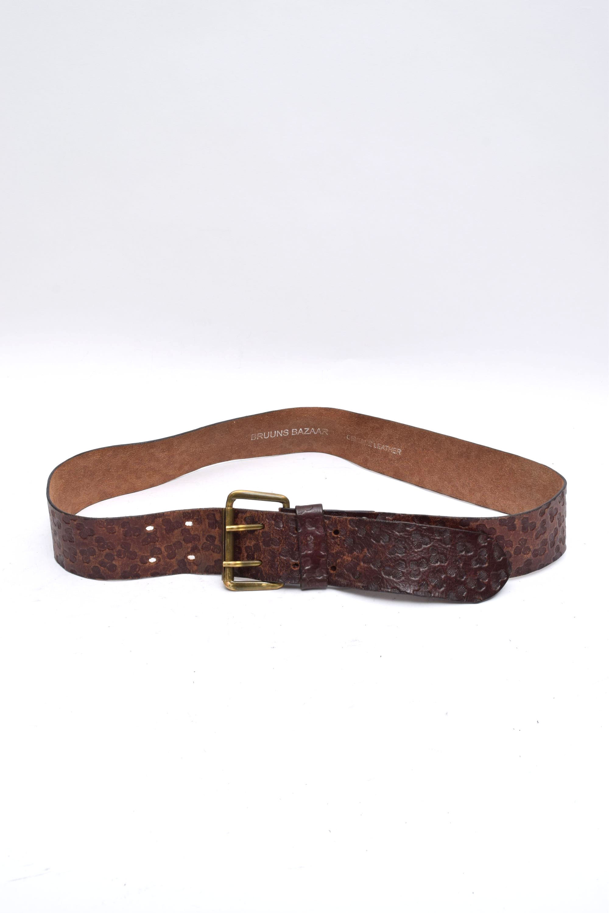 Womens Vintage Unbranded Leather Belt Size S Brown Double Layered Brass Buckle Women Brown Faux Leather Band Hip High Waist Belt Antique  main image 4