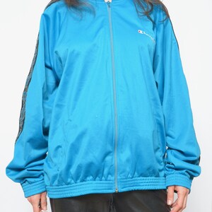 Champion USA Sports Jacket / Vintage 90's Turquoise Blue Bomber / Zipper Jacket Tracksuit Size XL image 9