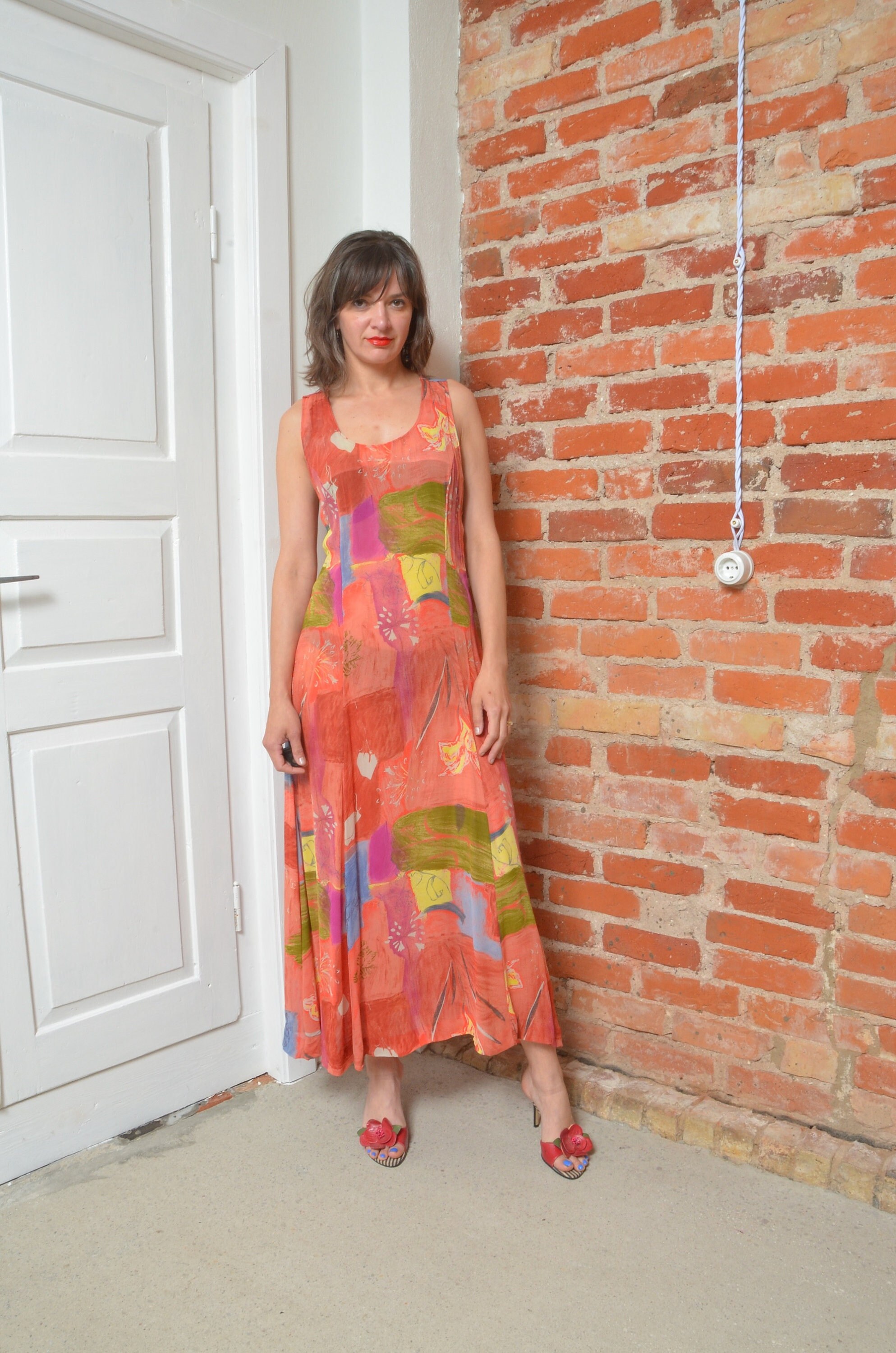 chinese dress ladies Beautiful 90s/00s Faded Glory Mesh Dress With A Ruffled Collar - Casual main image 1