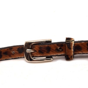 Vintage 90&#39;s Skinny Leopard  Belt Faux Fur Belt