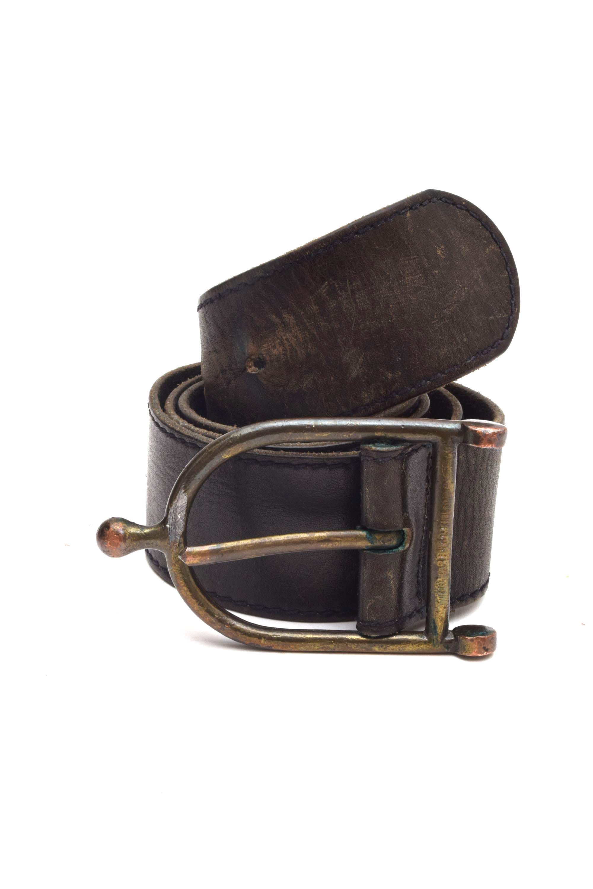 小物 90s used lether belt Vintage 90's Brown Leather Belt With Unique Curved Brass