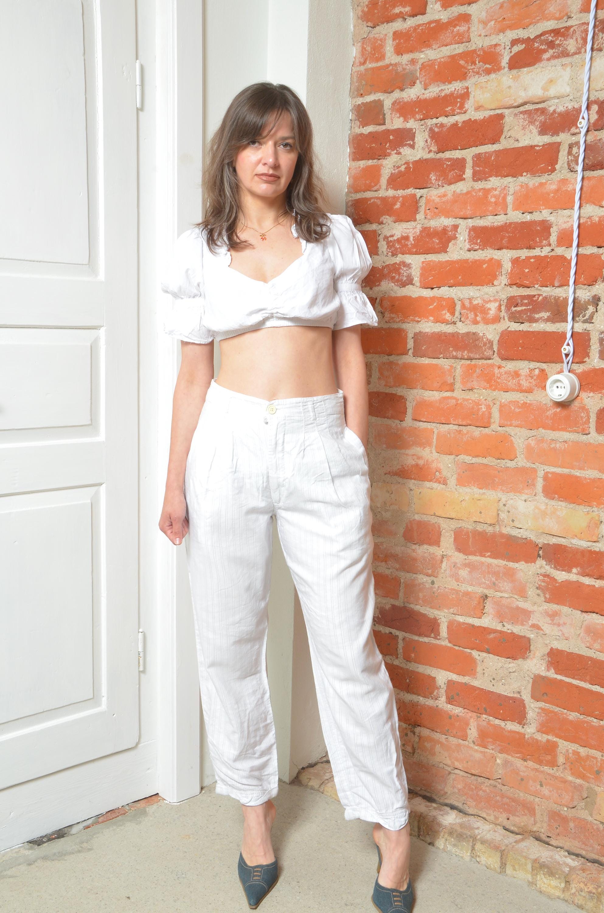 Pinstripe YOKE PIN STRIPE HI-WAIST BELTED TROUSERS Poplin Belted 
