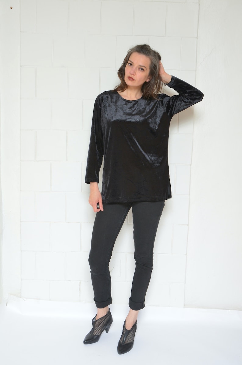 Patterned Velvet  combined blouse  19904