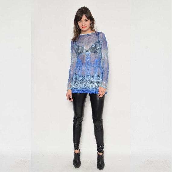 sheer lace long sleeve top
