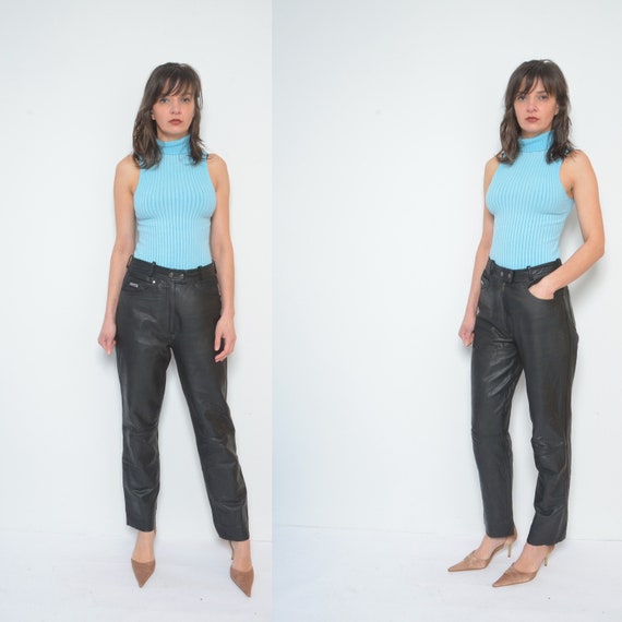 Motorcycle Leather Pants Vintage 90s Biker Genuine Leather Etsy